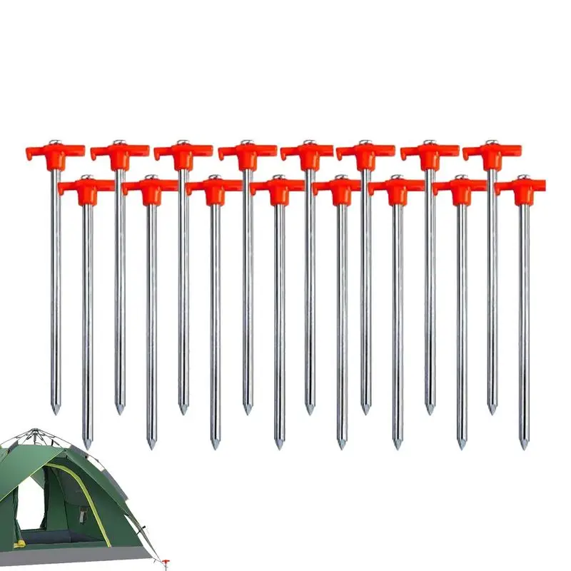 

Camping Stakes Heavy Duty Ground Stakes Tent Spikes 16pcs Rustproof Galvanized Steel Hard Ground Pegs For Camping Backpacking