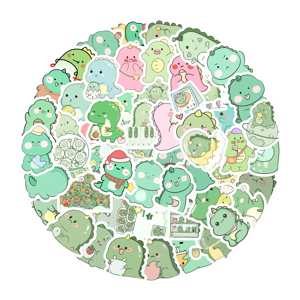 Cute Dinosaur Stickers For Scrapbook Stationery Scrapbooking Material Laptop Kawaii Sticker Vintage Craft Supplies 50pcs