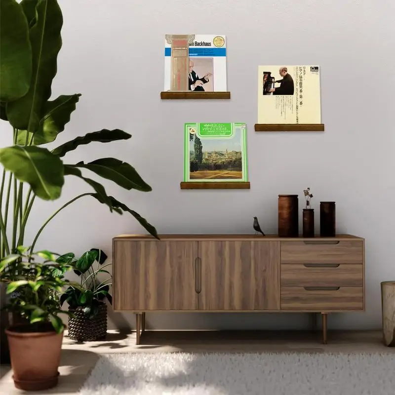 Wall Record Holder Wood Vinyl Record Shelf Wall Mount Record Storage Racks Small Wall Vinyl Record Holder Display Shelf 2