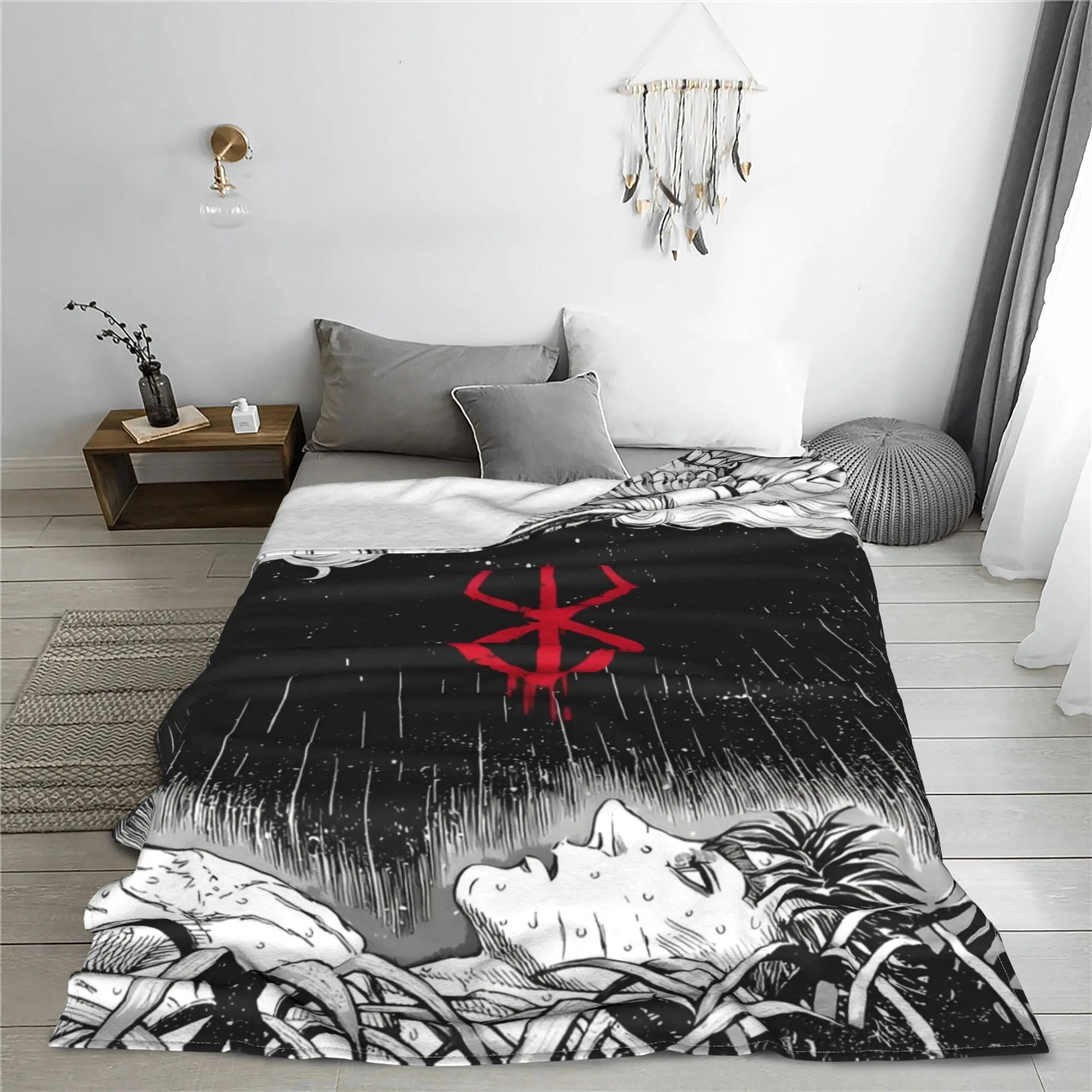 Japan Anime Berserk  Blankets Flannel Swordsman Manga Guts Super Warm Throw Blanket for Bed Bedspread 2