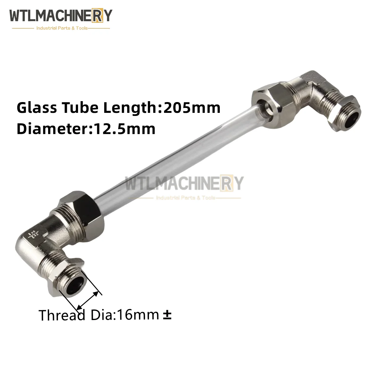 Glass Tube Water Level Gauge Elbow Joint Water Level Gauge Tube length 205mm Copper Joint Liquid Elbow