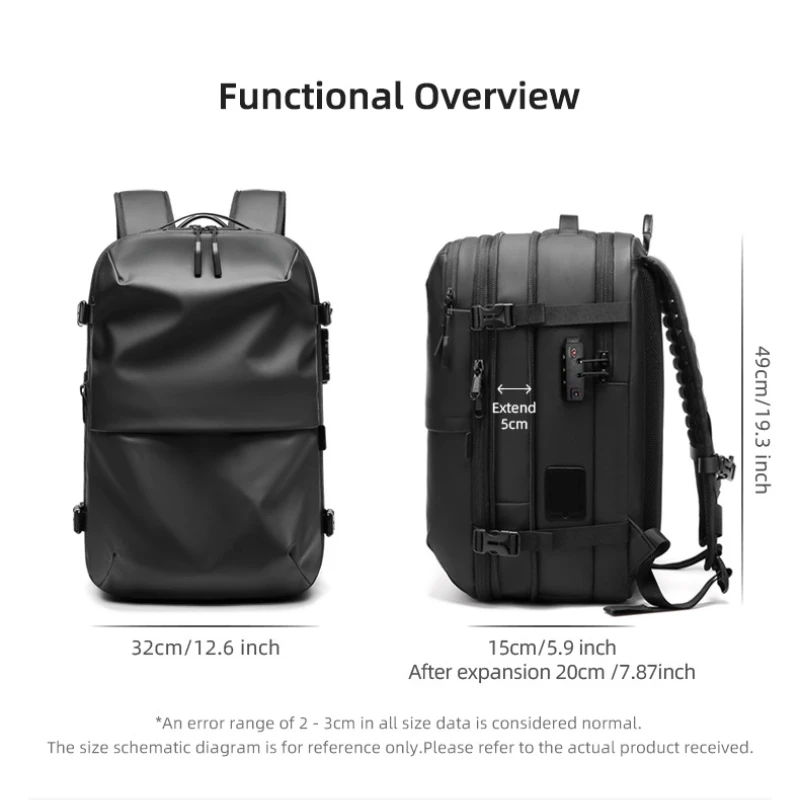 60L エアバックバックパックエアポンプ不要旅行バックパック拡張