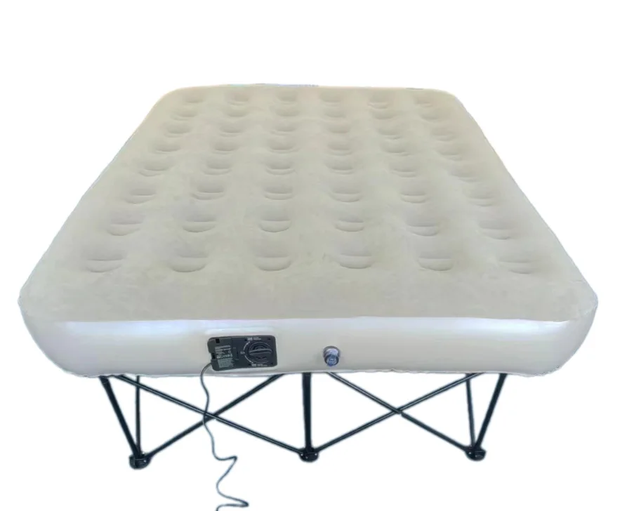 Luxury air mattress with frame with built-in pump home camping iron stand air mattress