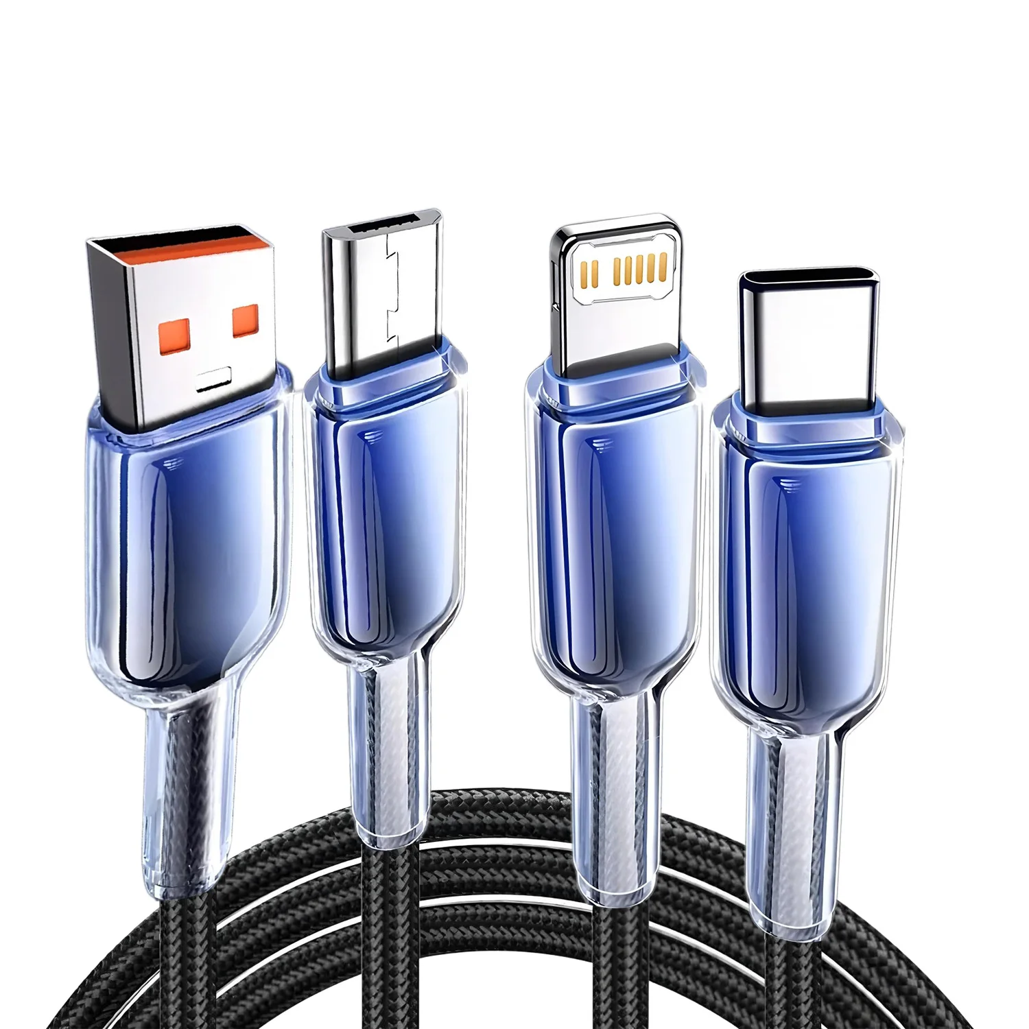 화웨이/아너용 3 in 1 USB 충전 케이블 6A 120W 휴대용 마이크로 USB 타입C 케이블 아이폰 14 삼성용 충전 케이블 1.2M