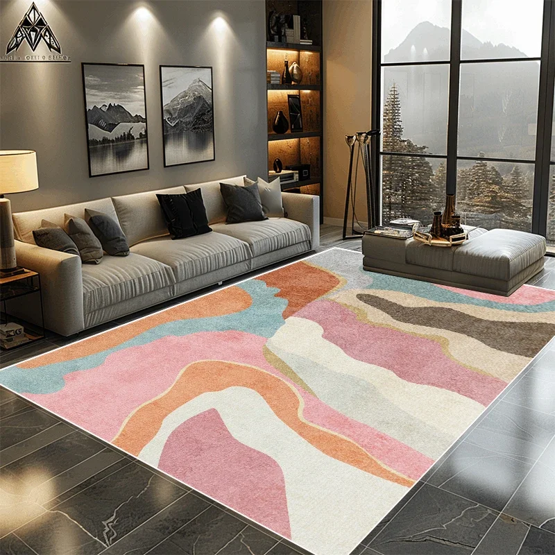 Pink Decoration Bedroom Carpet Modern Light Luxury Rugs for Living Room Soft Flannel Cloakroom Carpet Non-slip Coffee Tables Mat 3