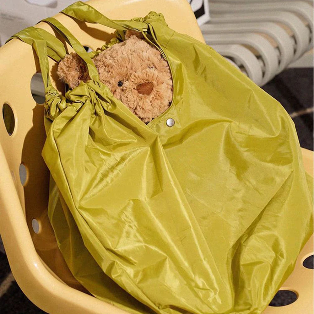 Ins Folding Shopping Bag Travel Environmental Protection Handbag Shoulder Bag Supermarket Large-Capacity Cloth For Student