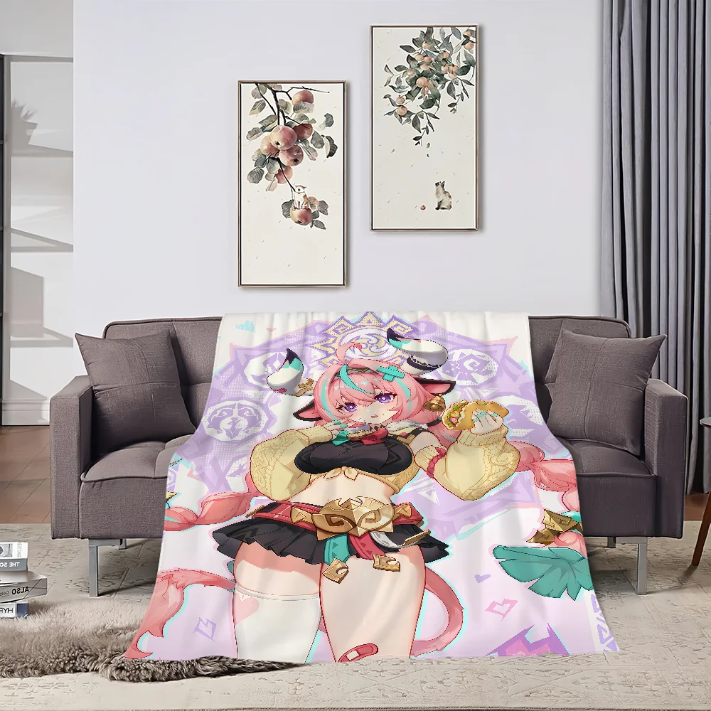 warm comfort soft Varesa plush blanket for sofa living room office NEW bedroom travel Genshin Impact gift single-sided printed 5