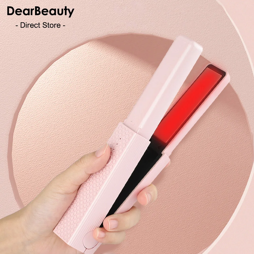 

2 in 1 USB Cordless Hair Straightener Splint Hair Styling Curler Pink Curling Portable Travel Dorm for Student Unique Gift