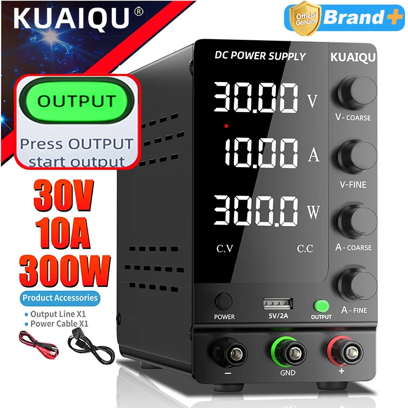 KUAIQU 30V 10A DC Power Supply Adjustable Digit Display Laboratory