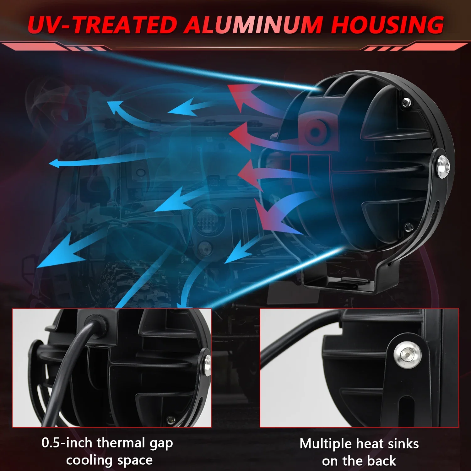 Auxiliary Motorcycle Driving High/Low Len Fog Lamps 6000K Driving Lights Off Roa
