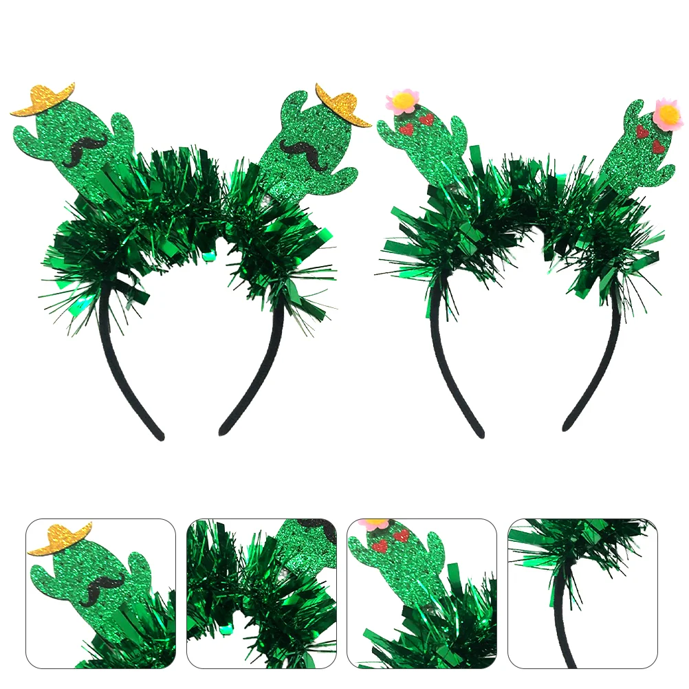 

2Pcs Adorable Hair Cactus Headdress Couple Party Hair Accessory (Green)