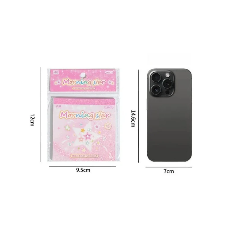 Mini Deco Die-Cut Sticker Book Starstorm Series 24pcs Scrapbooking Stickers for Journaling DIY Phone Case Decor Gift for Girls