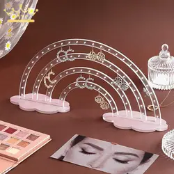 Acrylic Earring Jewelry Rack Rainbow Cloud Shaped Ear Stud Display Organizer Transparent Semi Circular Jewelry Storage