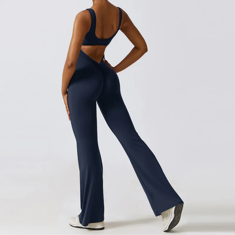 V Back Scrunch Gym Set Women Sport One-Piece Suit 3