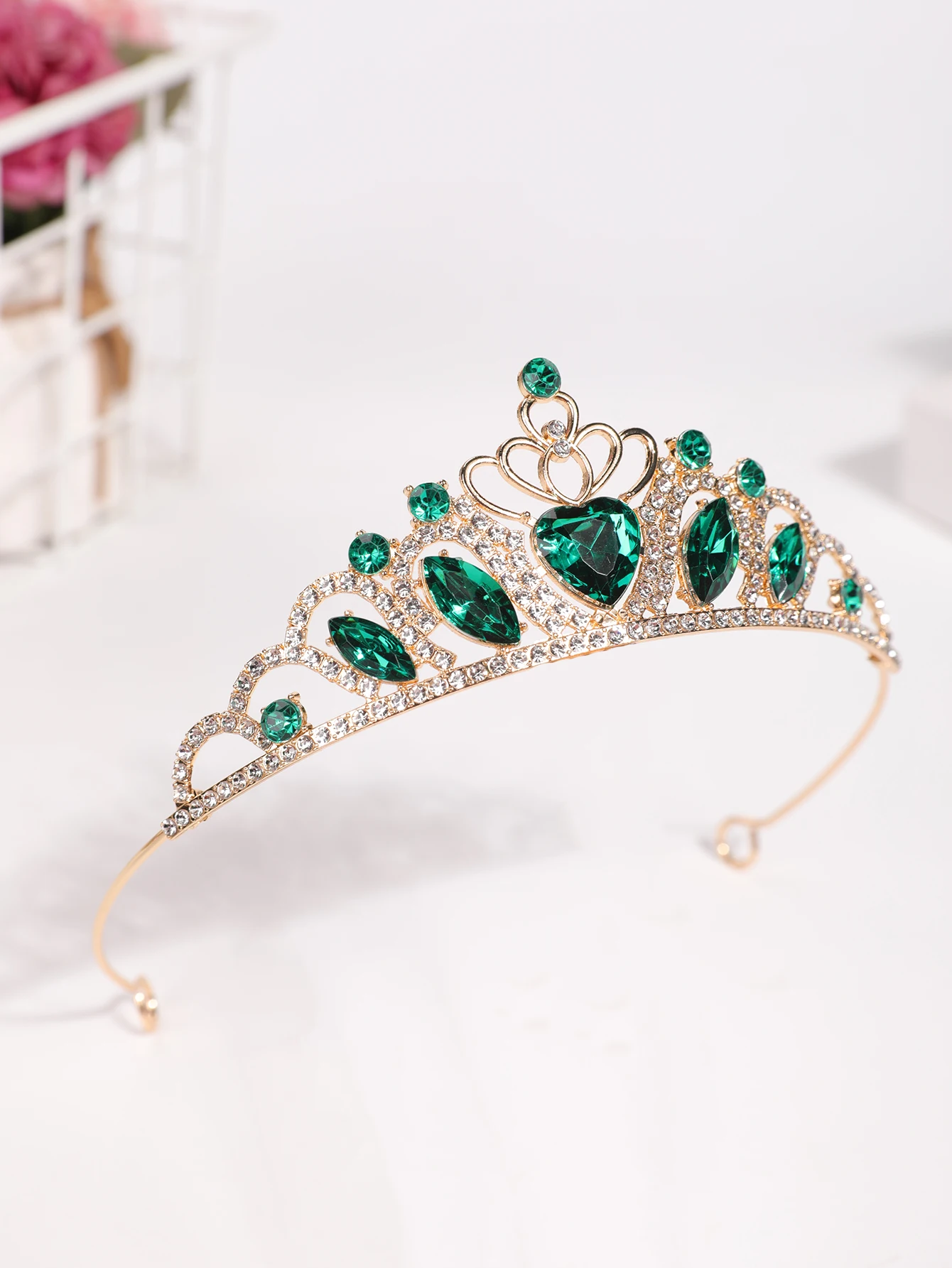 1 Stück Kopfschmuck, Strass-Krone aus Legierung, Braut-Prinzessinnenkrone, Hochzeitszubehör, Krone, Haar-Accessoire, Kuchendekoration, Krone – Detail 11