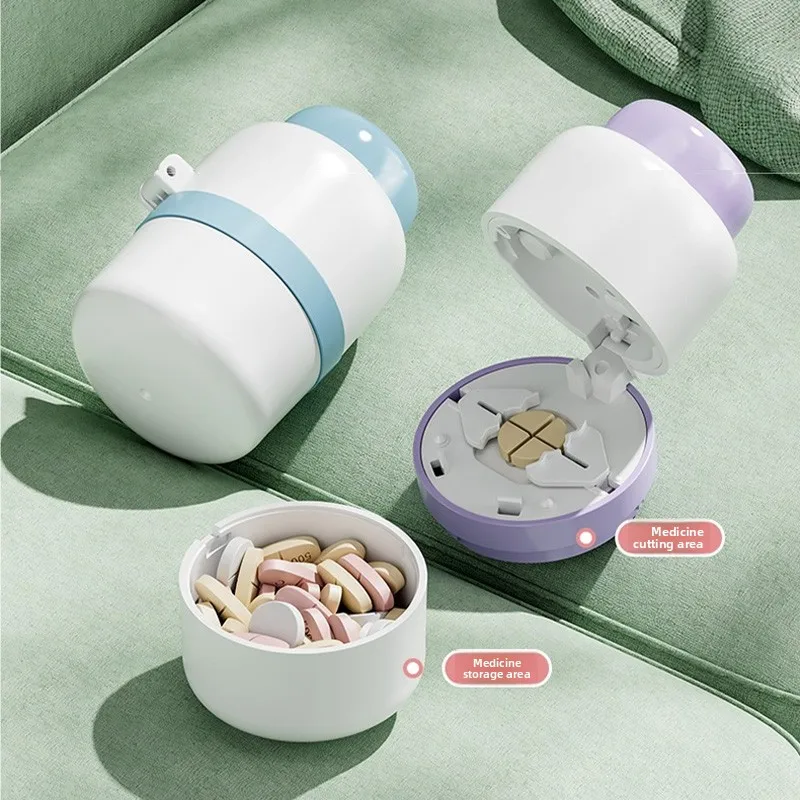 Pill Cutter for Cutting Small/Big Pills in Half & Quarter Travel Pill Organizer Case Medication Vitamin Organizer Medicine Box