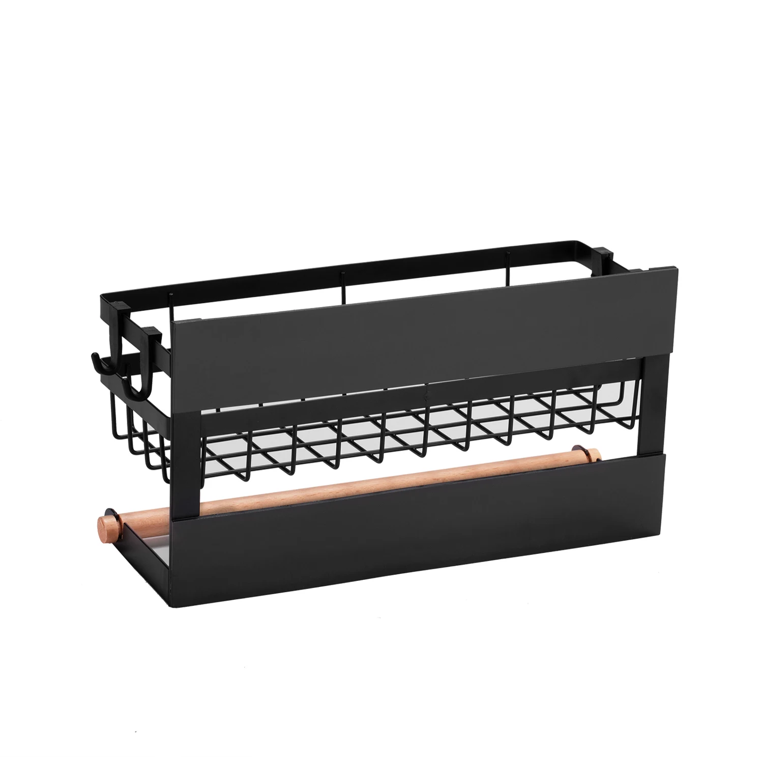 Magnetic Spice Rack for Refrigerator with Hook Paper Towel Holder Rustproof Spice Jars Rack Multi Use Refrigerator Side Shelf 5