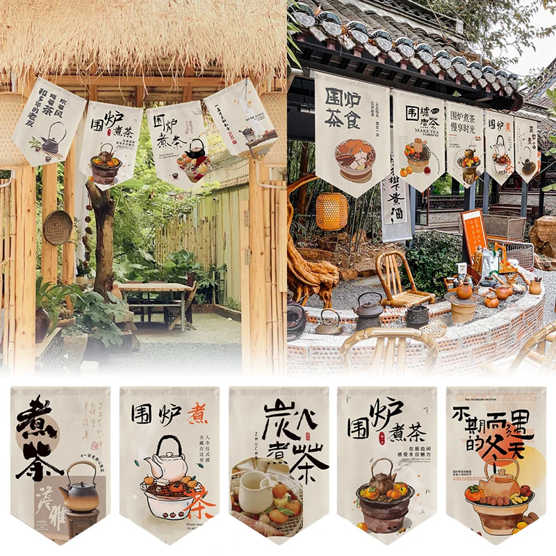 

Китайская занавеска с треугольным флагом для ресторанов, занавеска-полузанавеска для дома, тропический фон для кемпинга, подвесной флаг, дверные занавески