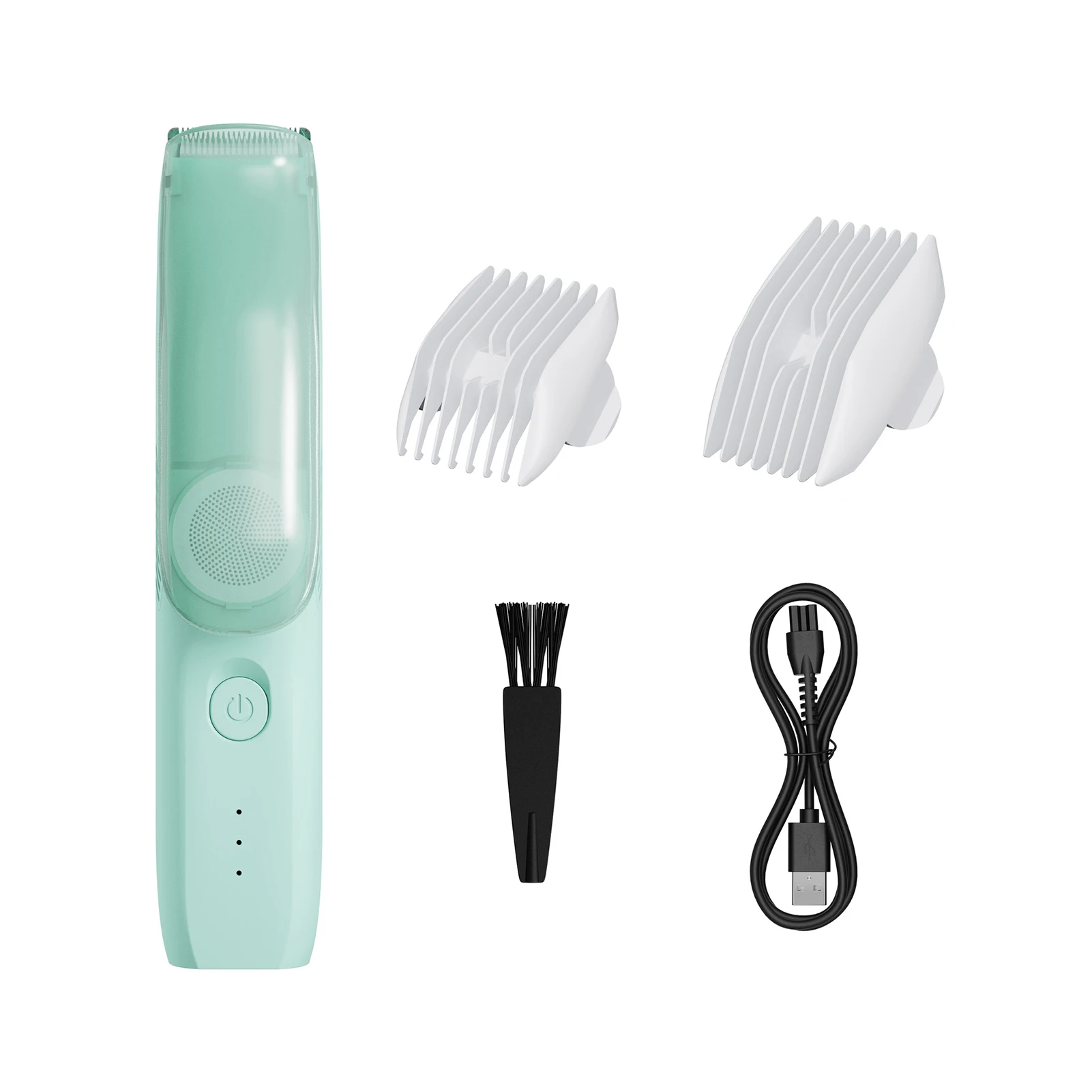 Vacuum Baby Hair Clipper Cordless Electric Hair Trimmer for Kids Low Noise IPX7 Waterproof Built-in Battery with 2 Guide Combs