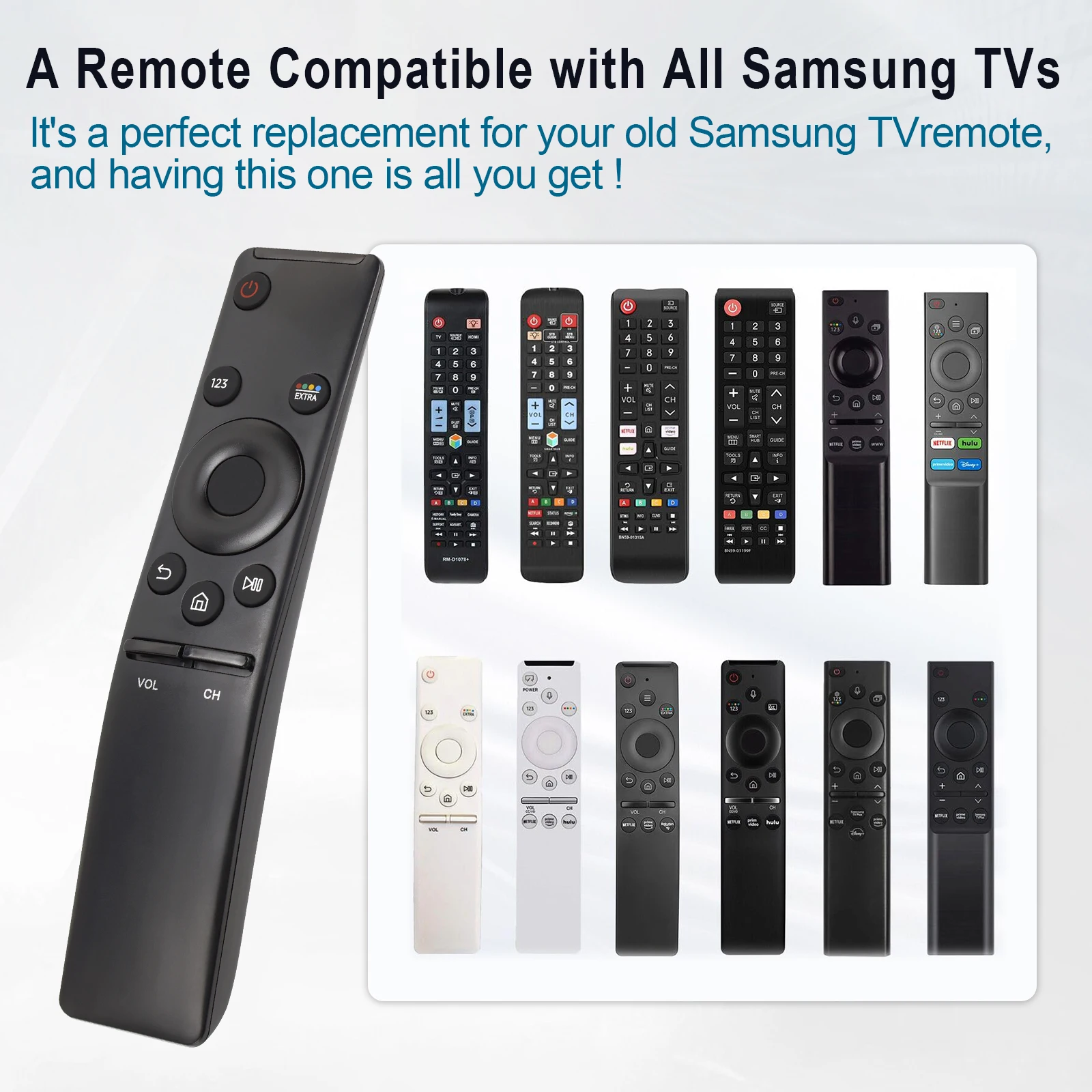 Remote Control Bn59-01259E Universal Compatible with Samsung Tv Un40Ku6290 Un40Ku6290F Un43Ku7000D Un49Ku7000 Un55Ku6290F Un50Ku