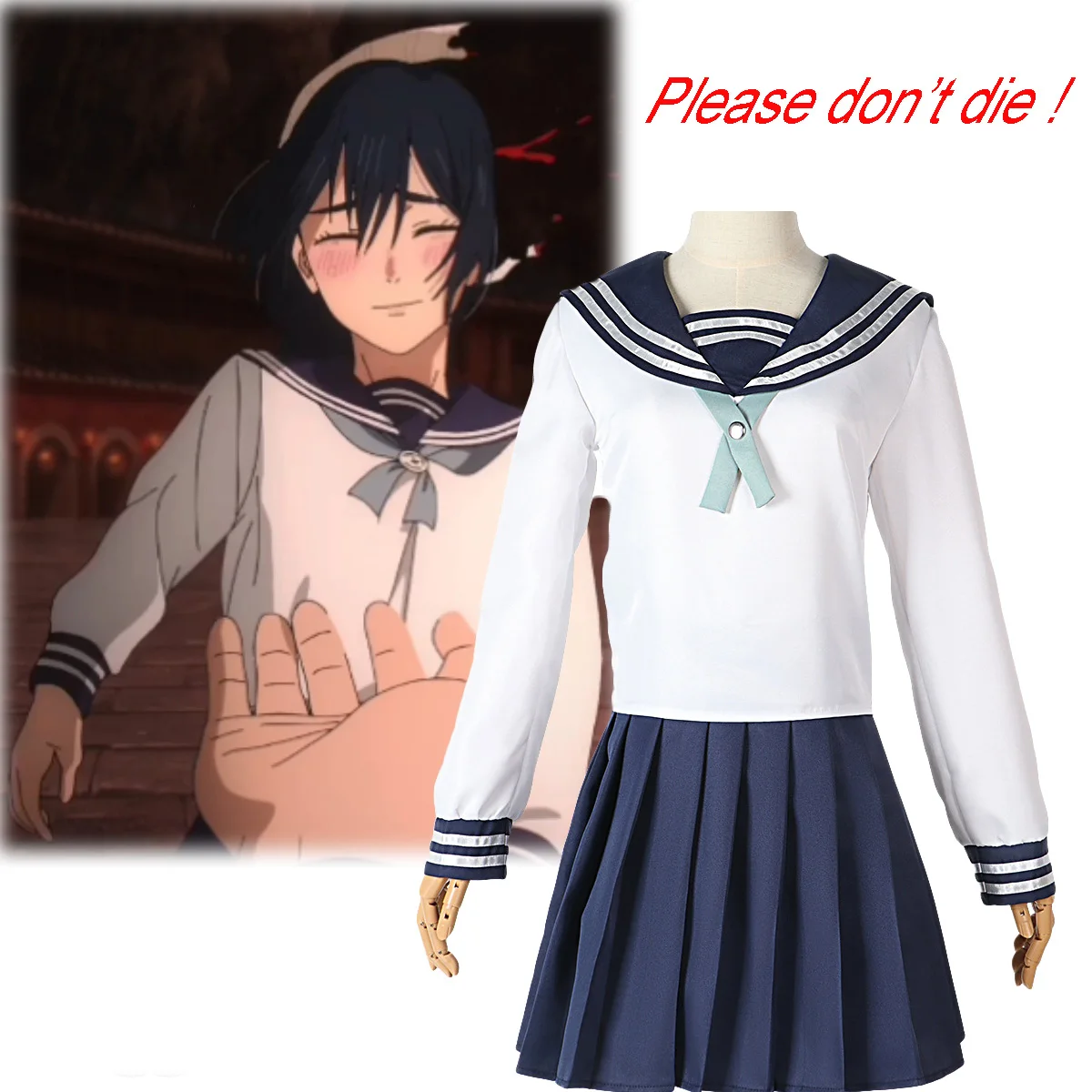 

Anime Jujutsu Kaisen Riko Amanai Cosplay Costume Dress White JK Sailor Skirt School Uniform Halloween Women Set Fancy Dress