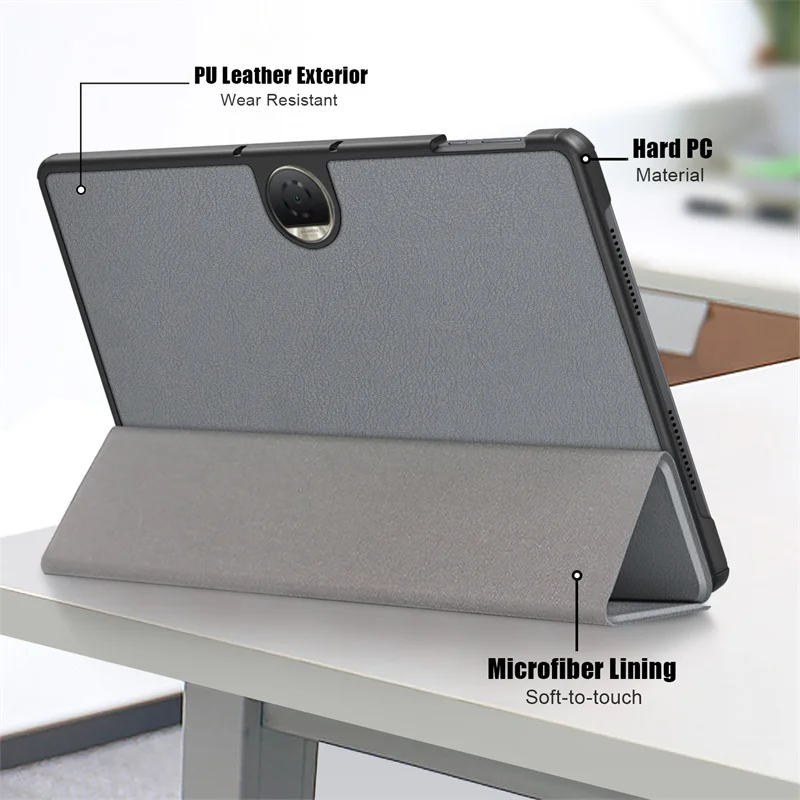 Suporte de Couro Magnético Tri-fold Capa Dura para Tablet Capa para Huawei Honor Pad Comprimidos 12.1 Case Coque - Imagem 2