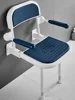 *The elderly bathroom folding stool folding chair with legs with armrests non-slip shower stool wall hanging 2