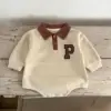 Autumn Infant Baby Boys Rompers Cotton Long Sleeve Letter Newborn Boys Bodysuits Turn Down Collar Kids Boys One-piece Jumpsuits 5