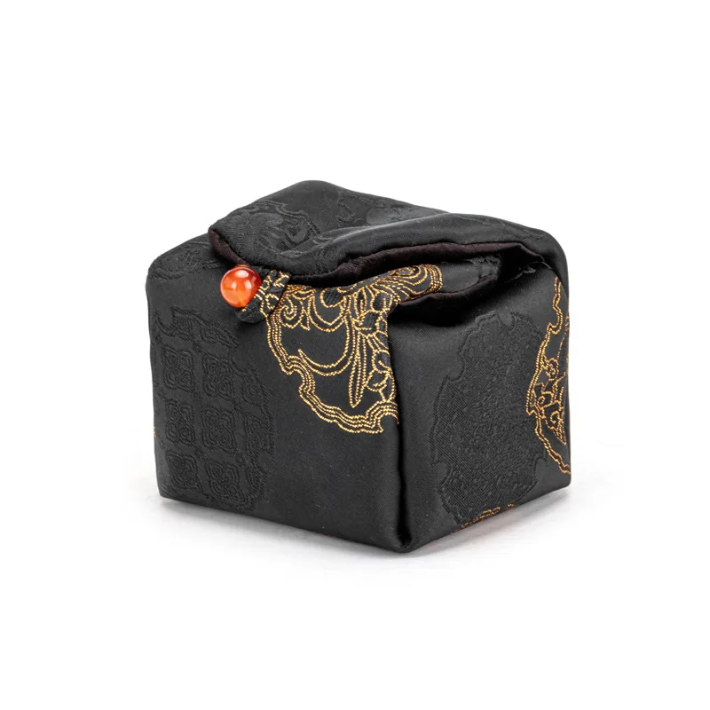 Traditional Chinese Tea Set Storage Bag - Embroidered Joyful Rabbit Design, Travel Pouch for Owner's Cup, Tea Ceremony Accessory