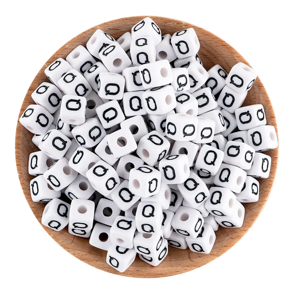 thumbnail image 1 of 20/50/100 piezas de 10 x 10 mm de cuentas acrílicas con letras blancas cuadradas, cuentas espaciadoras sueltas con forma de cubo AZ para hacer joyas, accesorios de bricolaje, 1 of 5
