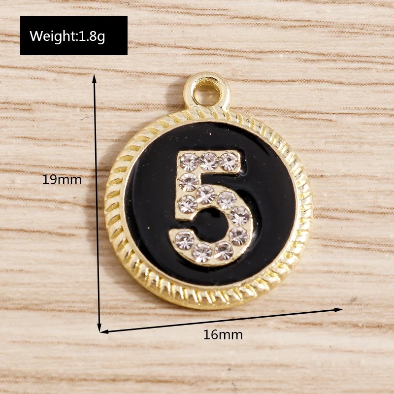 Tusember 10 Stück Emaille-Anhänger Nummer 5 für Schmuckherstellung, Ohrringe, Halsketten, DIY-Armbänder, Zubehör – Detail 17