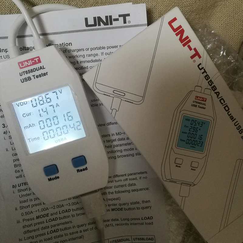 Tester USB Hagsnec UT658 Dual LCD, Voltmetro Amperometro Digitale Per Misurare Capacità E Potenza, Rilevatore Di Carica - 5