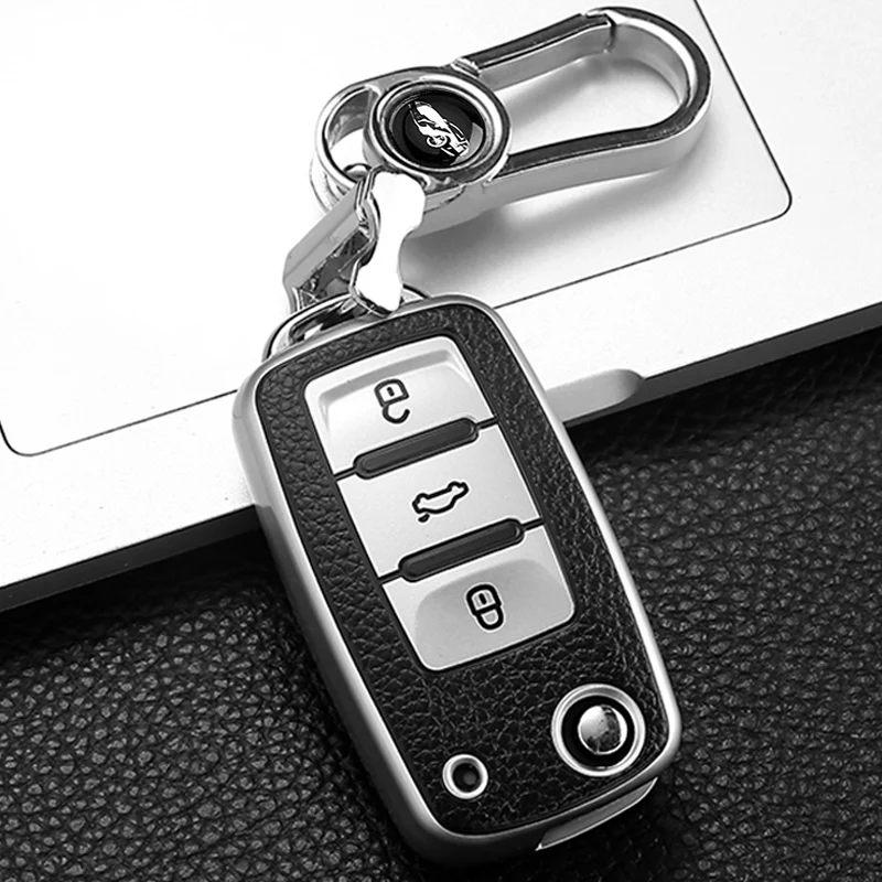 

Leather Style Car Remote Key Case Cover Fob For VW Volkswagen Polo Tiguan Passat Golf MK Jetta Skoda Kodiaq Superb Octavia Seat