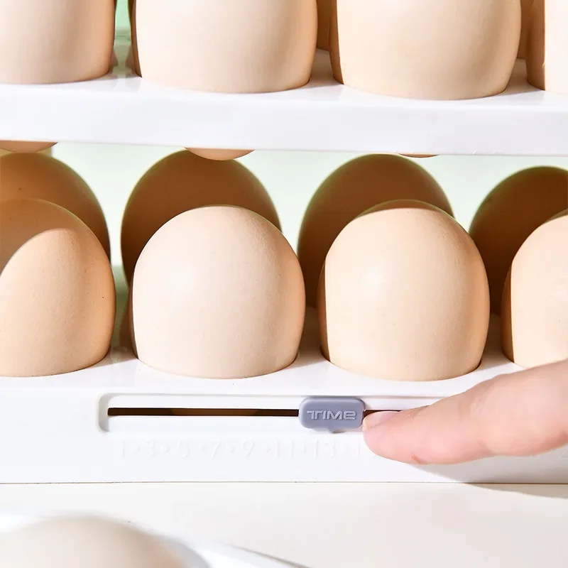 Egg Dispenser Egg Storage Box Egg Storage Container Egg Holder for Refrigerator Detachable 36 Flip Egg Storage Organizer Refrigerator Side Door Holder with Timer