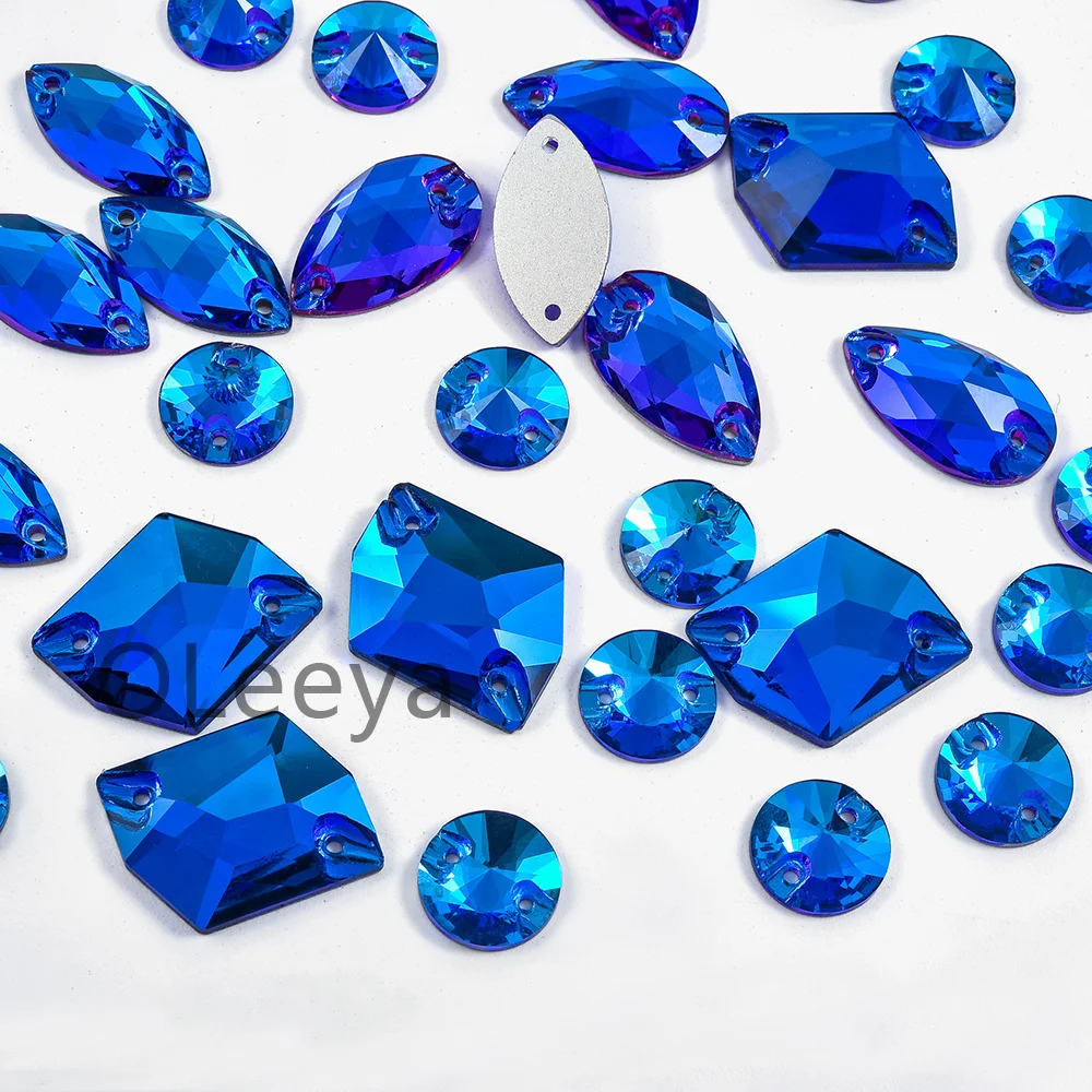 Oleeya 30pcs mix größe aaaaa k9 glas nähen auf strass steine nähen kristall ab flache rückens teine für kleidungs zubehör hochzeits kleid – Detail 7