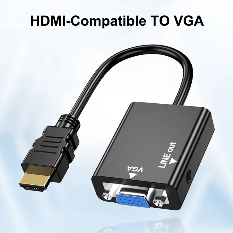 HDMI-Compatible 1.4 TO VGA Adapter 3.5mm Audio HDTV Male To VGA Female Converter Port HDTV To Output 1080P Video