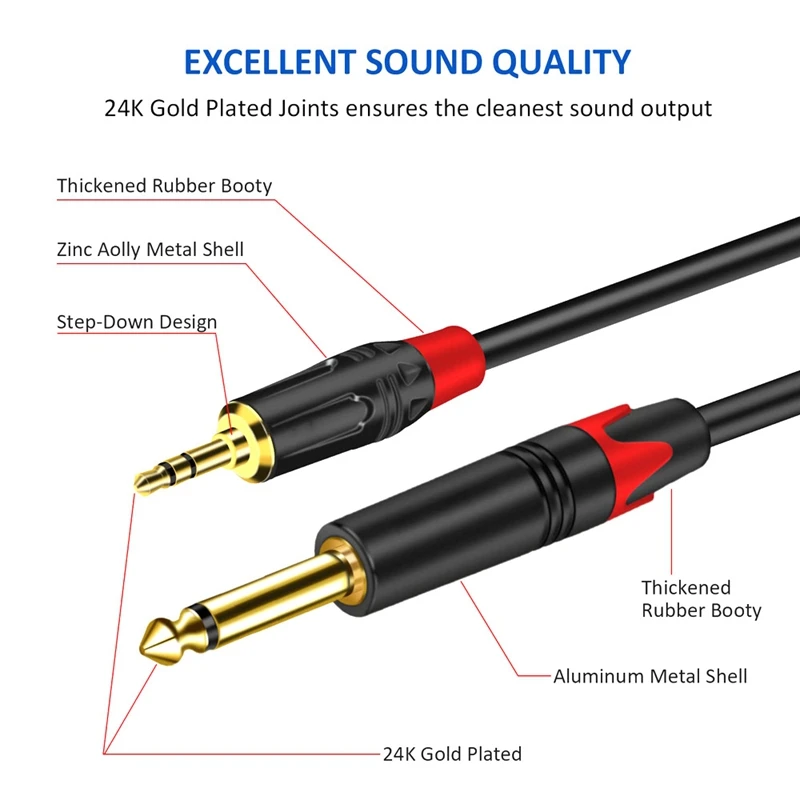 HiFi AUX ̺ 6.5mm  3.5mm   Ʈ Ŀ ̺ OD 6MM PC Ÿ DVD ͼ ȭ ǻ  ̺