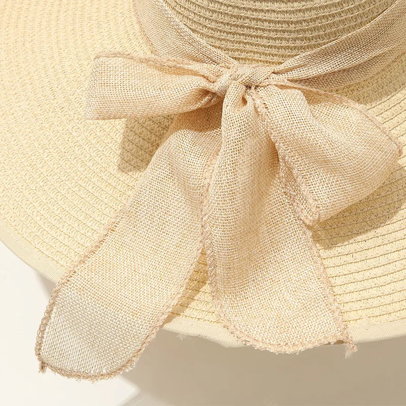 Outdoor Hiking Hat 15CM Wide Brim Beach Straw For Women Simple Foldable Summer Outing Sun Uv Protection Panama