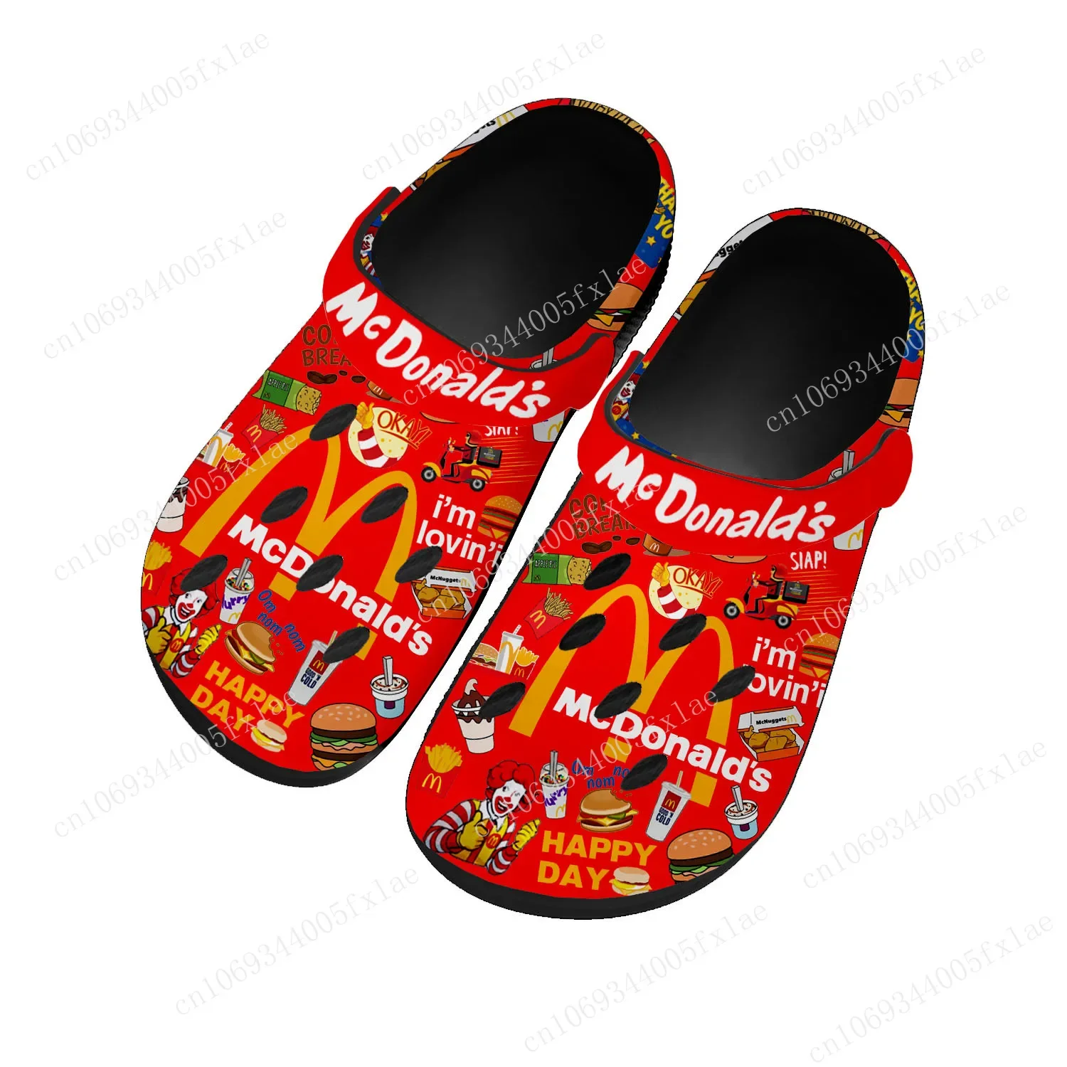 

Mc-Donalds Printing Home Clog Mens Women Teenager Sandals Shoes Garden Bespoke Customized Breathable Shoe Beach Hole Slippers