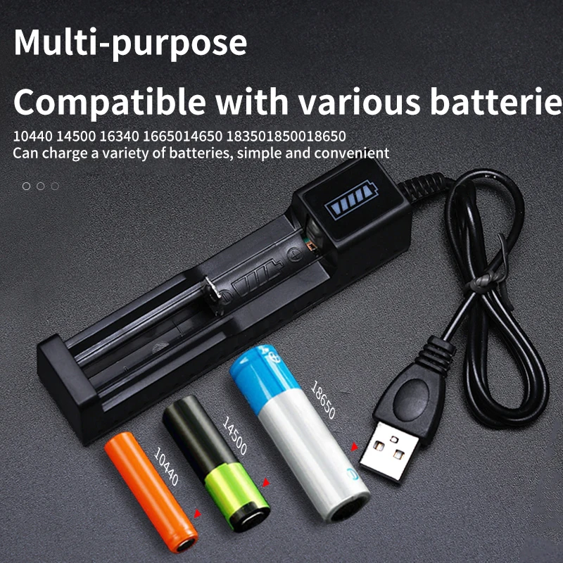 Battery Charger 18650 Battery Charger 1-4 Slots Dual 18650 Charging 3.7V Rechargeable Lithium Battery USB Charger for 16340 14500 26650