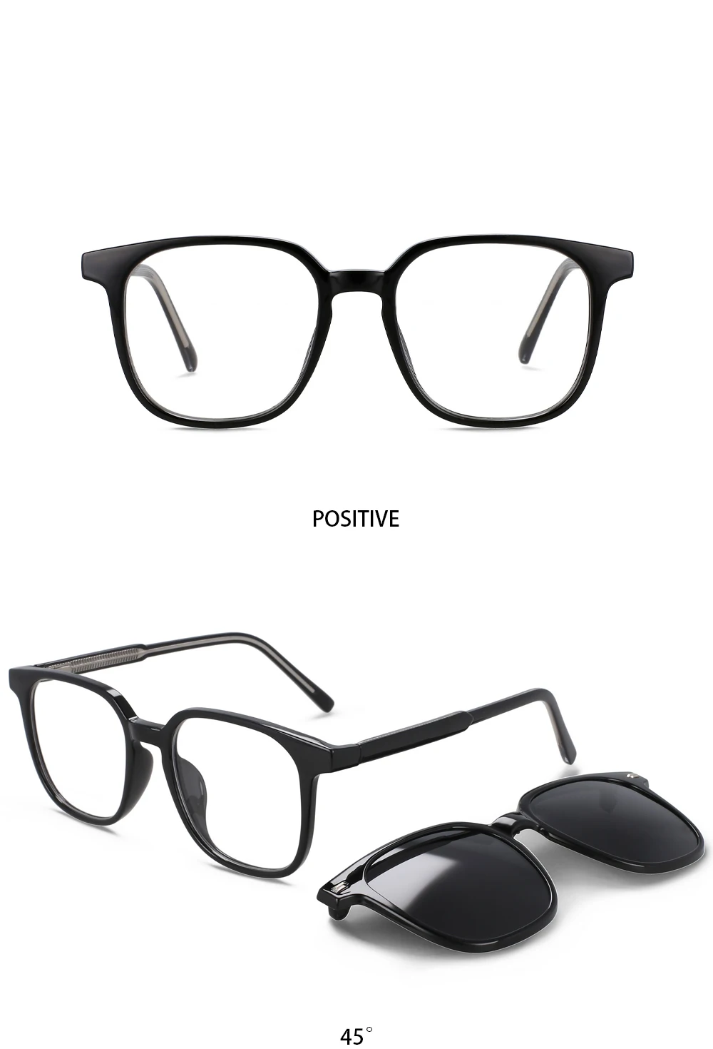 R56532 Damen quadratische Lesebrille 100 ~ 300 polarisierte Magnet clip Frauen Mode presbyopische Brille – Detail 8