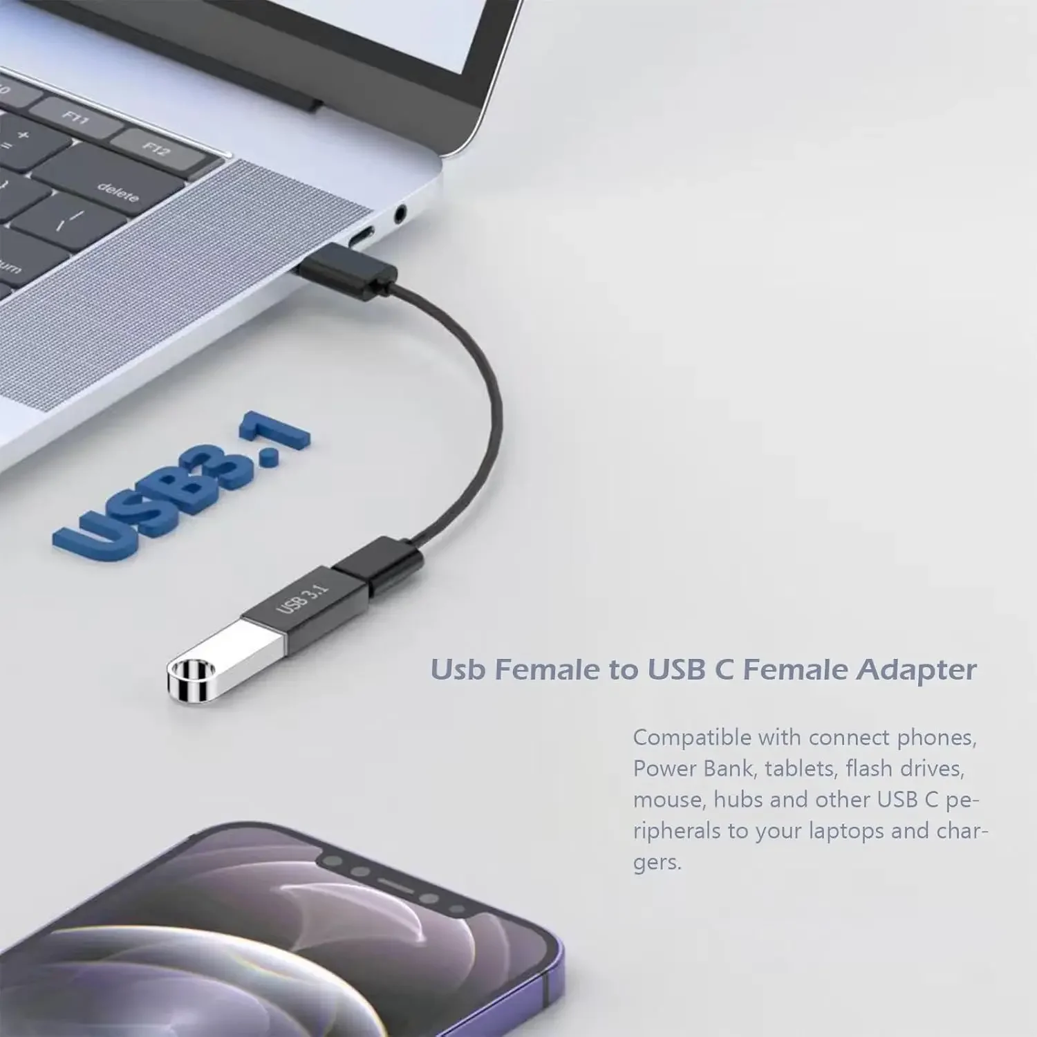4-Pack High-Speed USB C to USB A Female Adapters - 10Gbps Data Transfer Connectors
