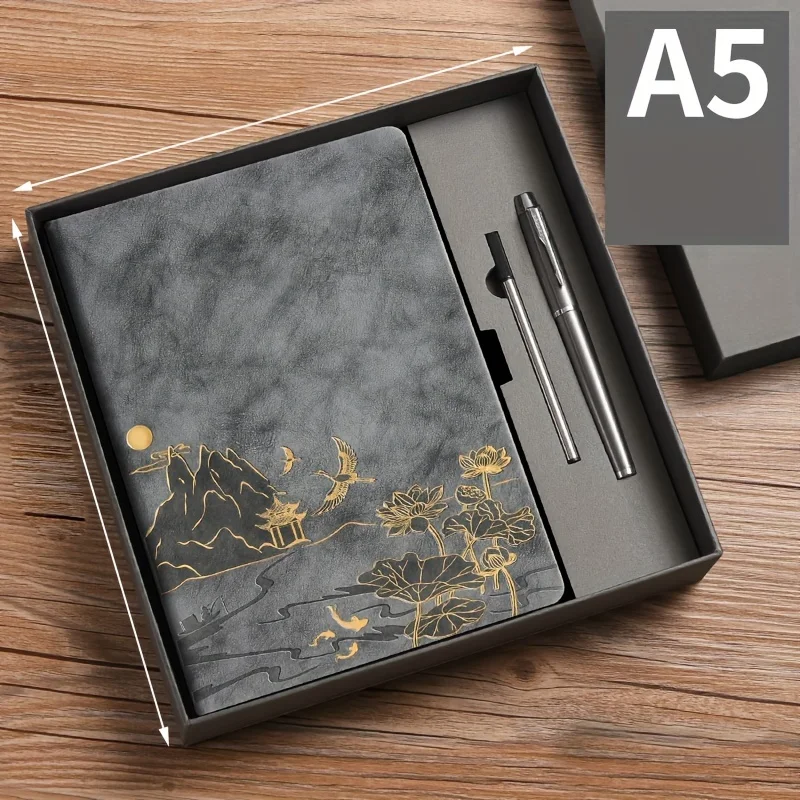 Luxurious A5 Color-Changing Notebook Gift Set with Skin-Feel PU Cover