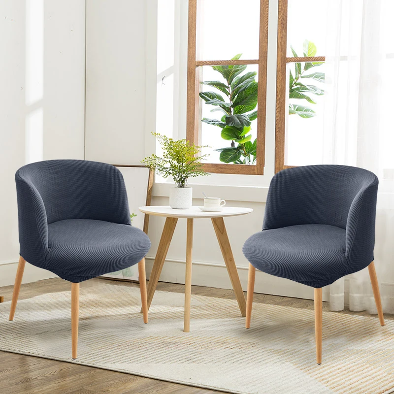 Solid Color Dining Without Armrests Chair Elastic Cover Office Chairs