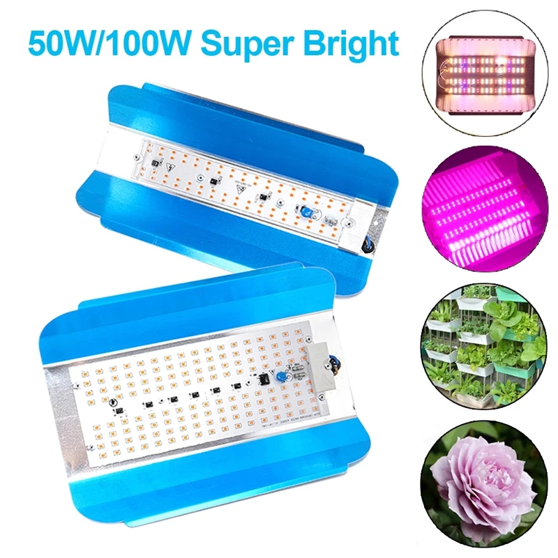 

50W/100W LED Grow Light 110V/220V Full Spectrum Plant Growing Light Phytolamp Bulb for Indoor Flower Fruit Vegetable Greenhouse
