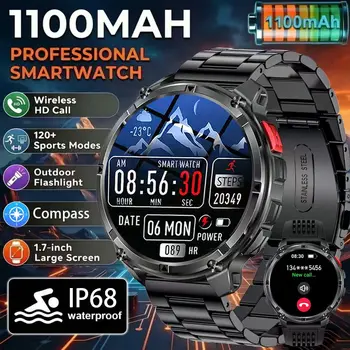 Smartwatch Sportivo da Uomo - Schermo da 1,7 Pollici, Modalità Sportive Multiple, Chiamate Wireless, Torcia, Sveglia, Batteria da 1100mAh