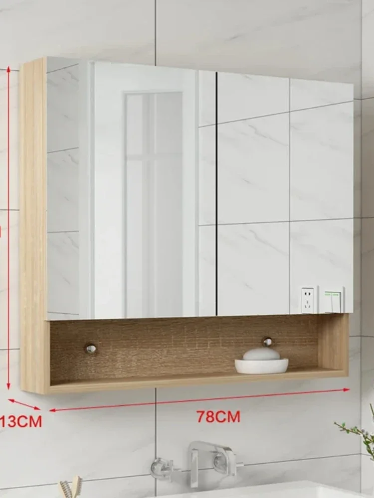 Nordic Smart Bathroom Mirror Cabinet Wall-mounted Washroom Illumination Mirror Cabinet Storage Furniture Muebles Para Bano FYBC