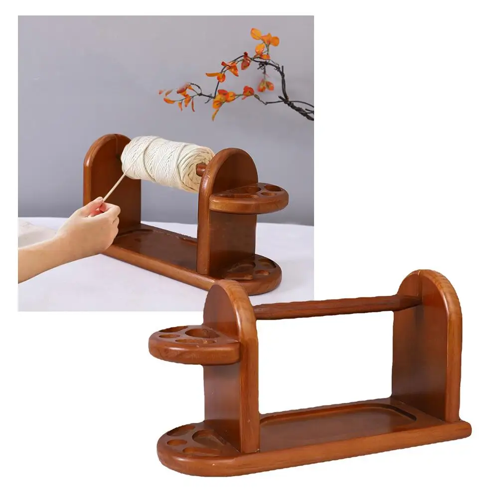 

1 шт. деревянный держатель для пряжи для вязания крючком, стойка для пряжи с прорезями, горизонтальный Спиннер для пряжи, стабильный шар для пряжи J5p4