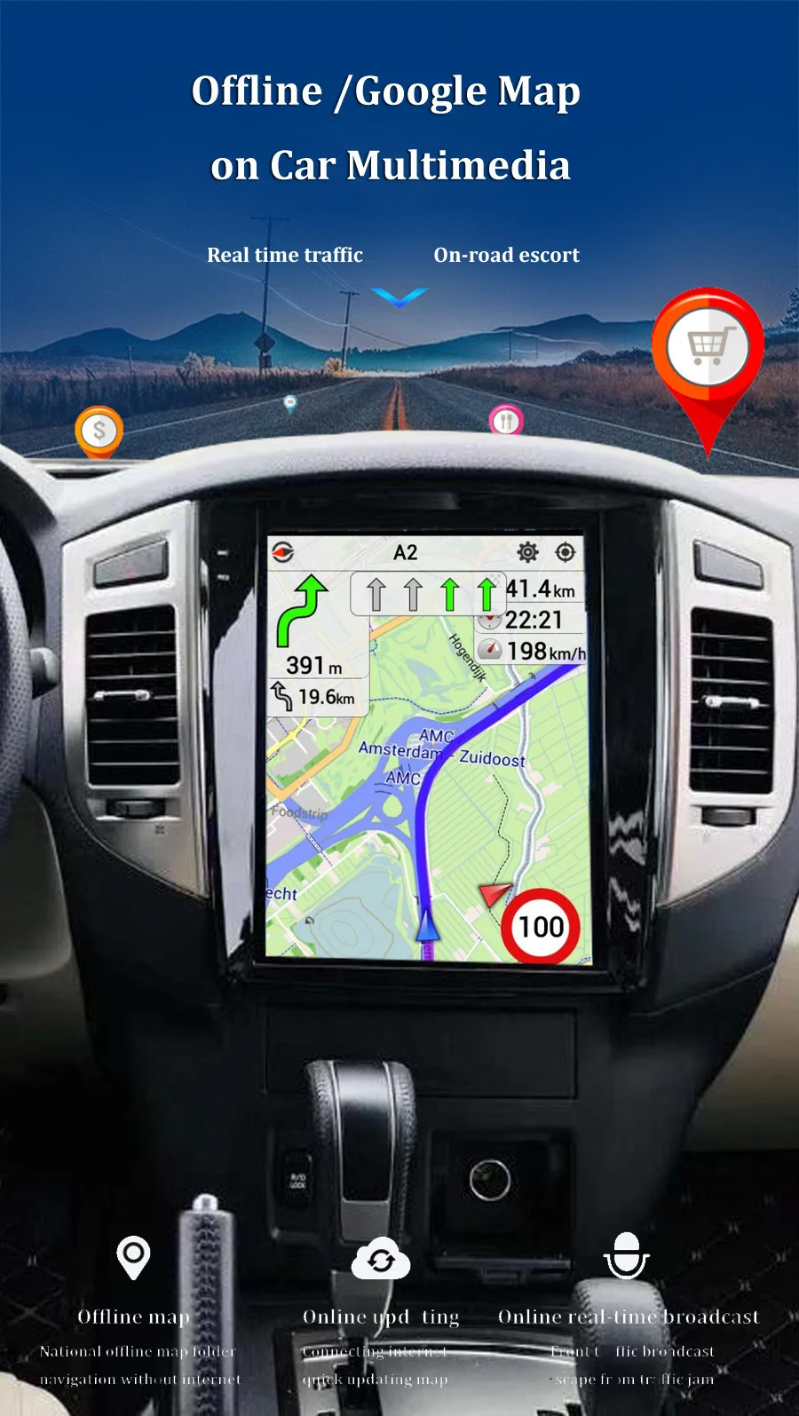 Big Qled Screen Stereo Navigation For Dodge Ram 2019 - 2023 Android Media Video