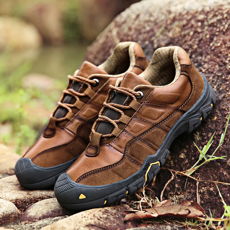 Men Casual Shoes Fashion Genuine Leather Vintage Flats Soft Rubber  Comfortable Retro Leisure Trekking Men's Shoes